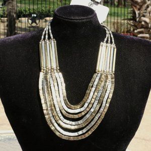Ethnic Egyptian Revival Style Tribal Statement Necklace Multi Strand Cleopatra